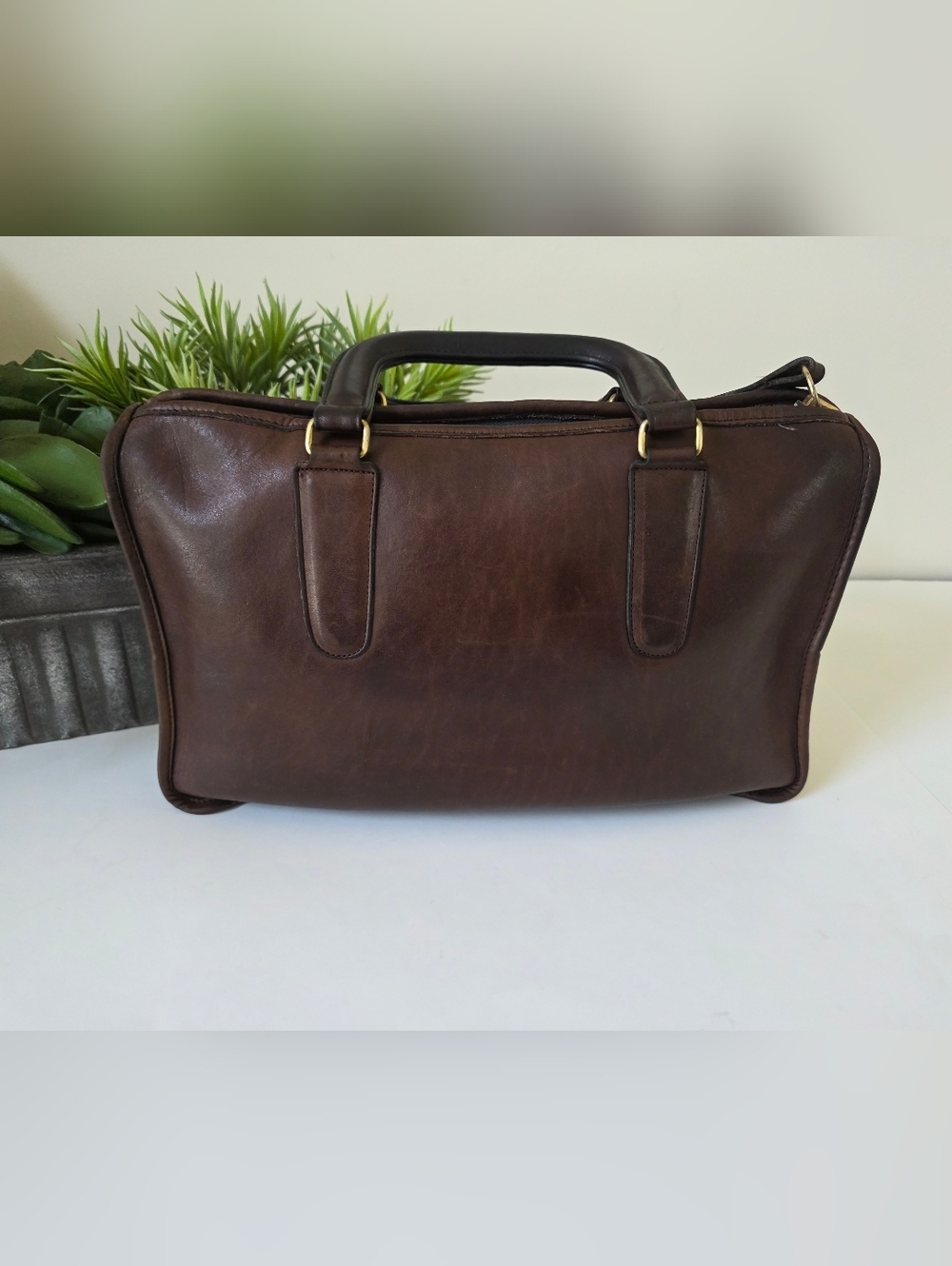 Vintage Coach Slim Satchel NYC Mahogany Glove Tanned Leather Top Handle Brief - Picture 7 of 16